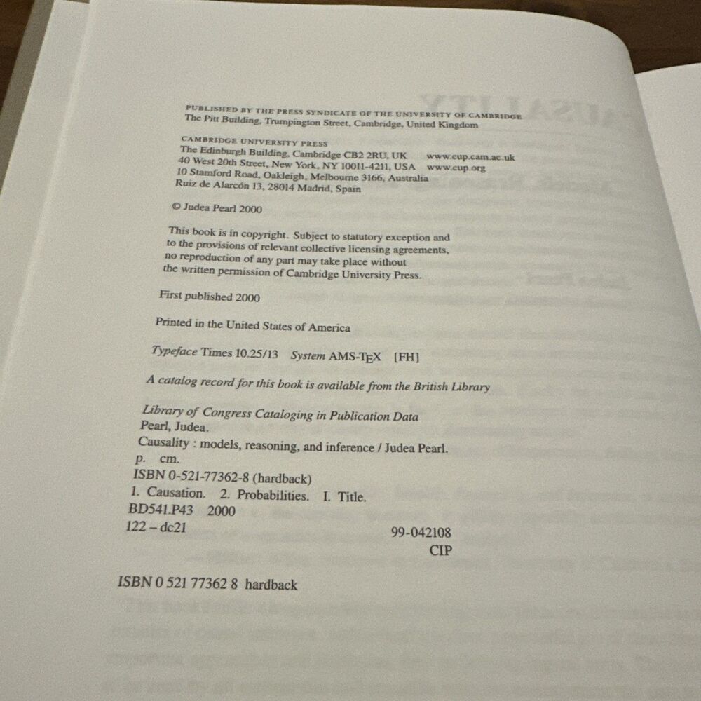 Causality Models, Reasoning, And Inference Judea Pearl 2000 Book - Picture 4 of 4